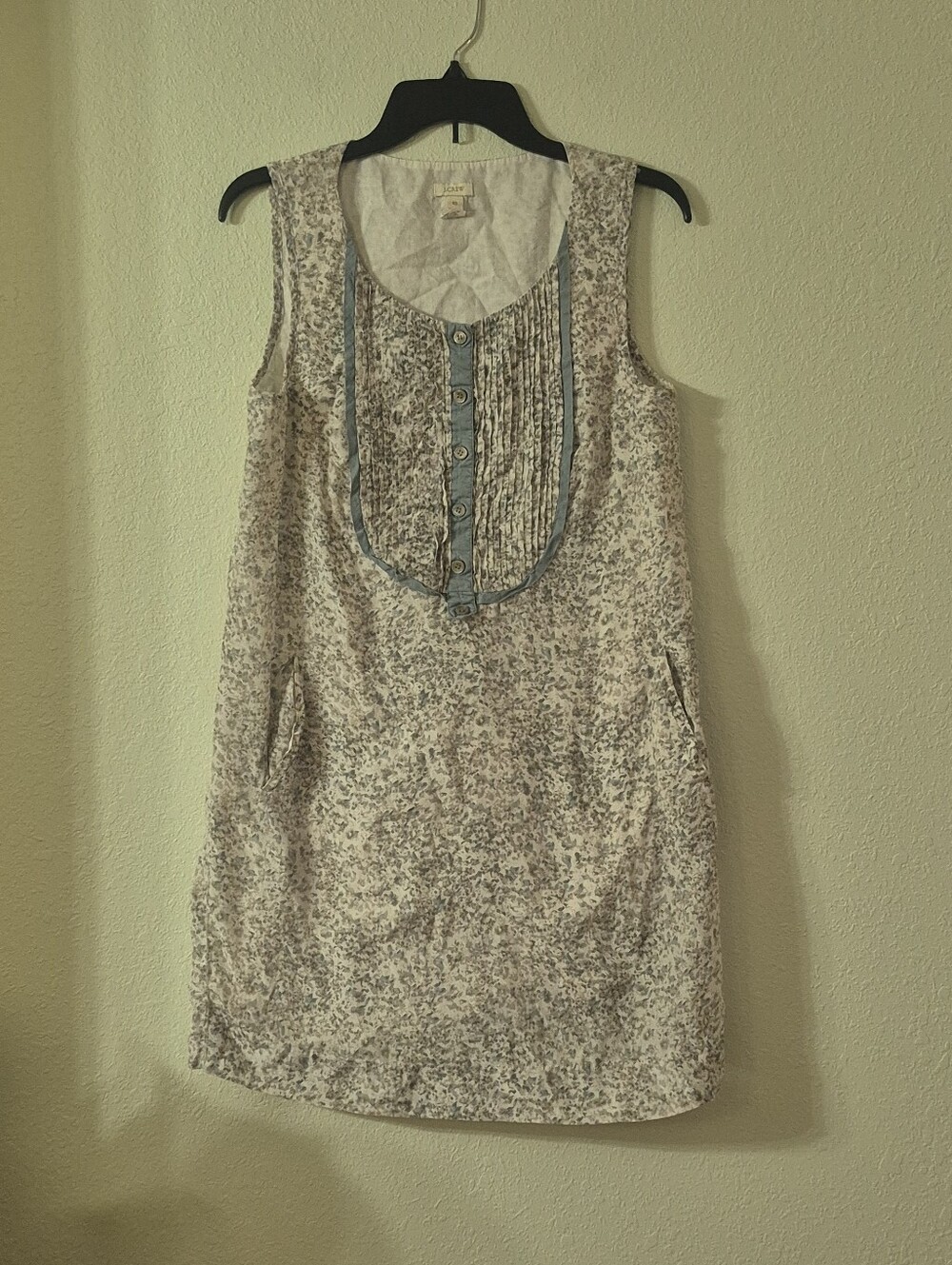 J. Crew Floral Sleeveless Shift with Pintuck Bib